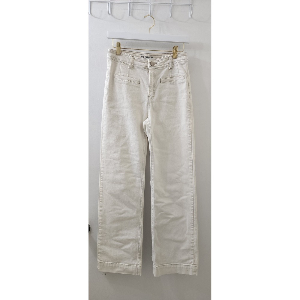 Tintoretto Womens High‎ Waist Wide Leg Jeans Cream Off-White Size 38/US 6